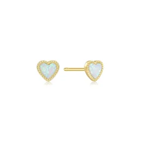 Micro Opal Heart Studs