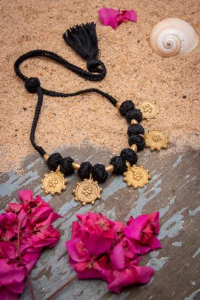 Miharu Handmade Black Floral Choker Necklace