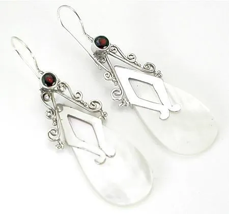 Mother of Pearl Tear Drop Design # 8 with .925 Sterling Silver - Earrings - Price Per 2