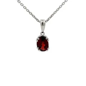 Mountz Collection Oval Garnet Pendant in 14K White Gold