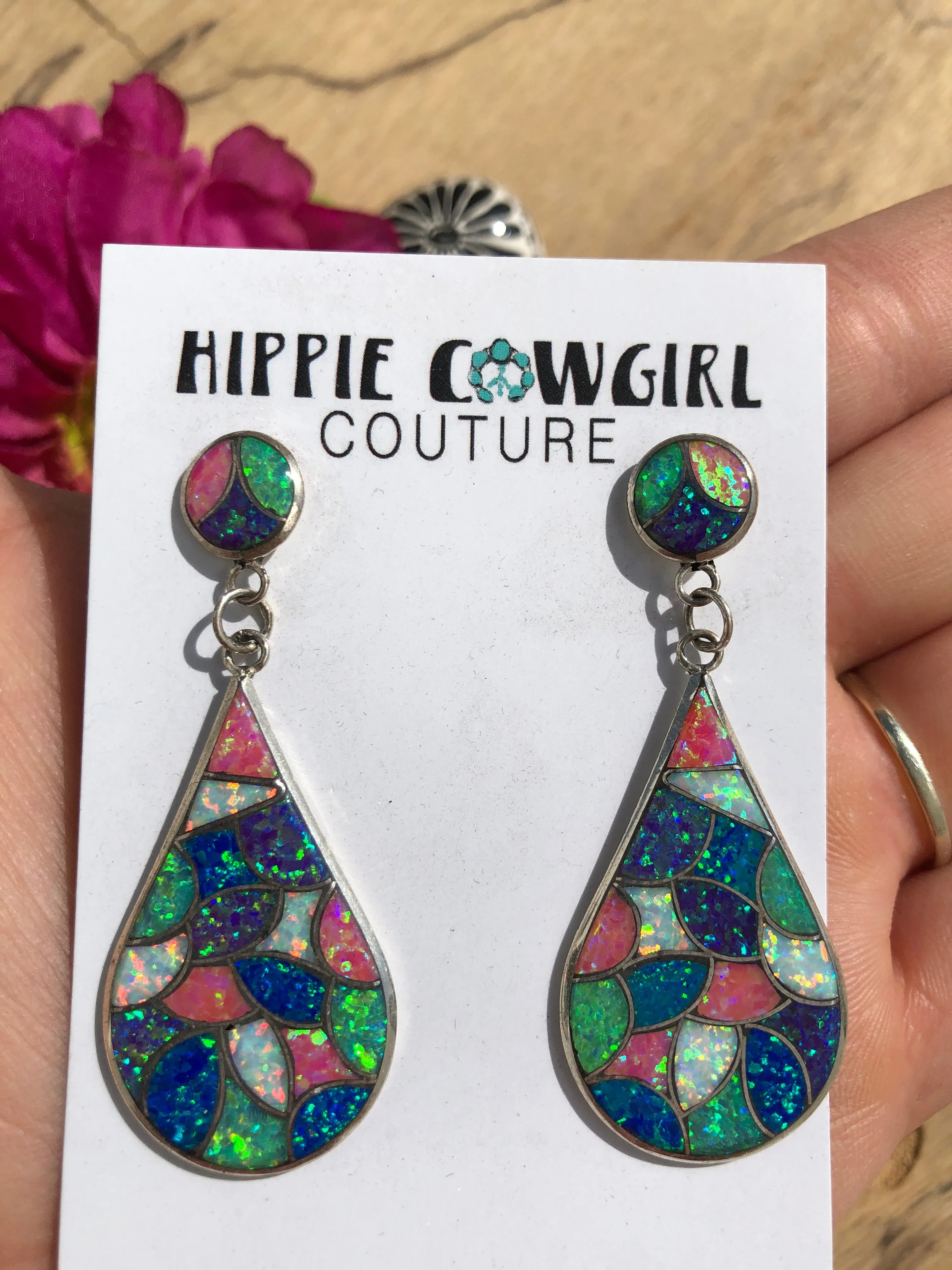 Multi Color Lab Opal Earrings