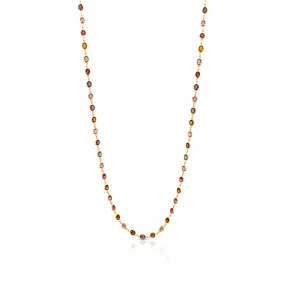 Multicolor Stone Mix Shape Necklace In 18K Yellow Gold