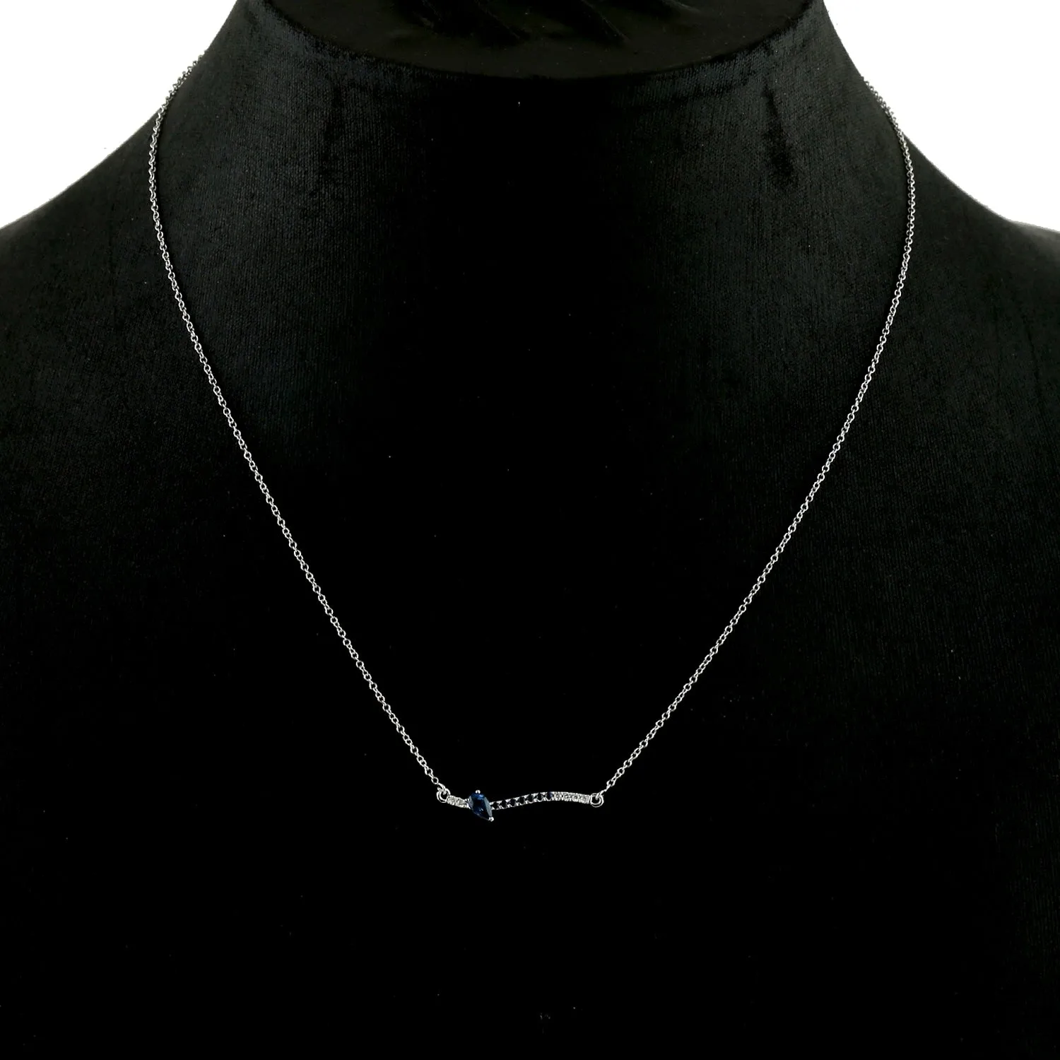 Natural Sapphire Choker Necklace 18K White Gold Diamond Jewelry