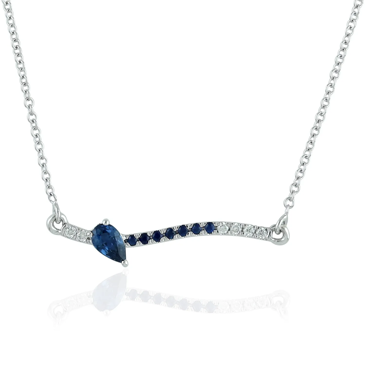 Natural Sapphire Choker Necklace 18K White Gold Diamond Jewelry