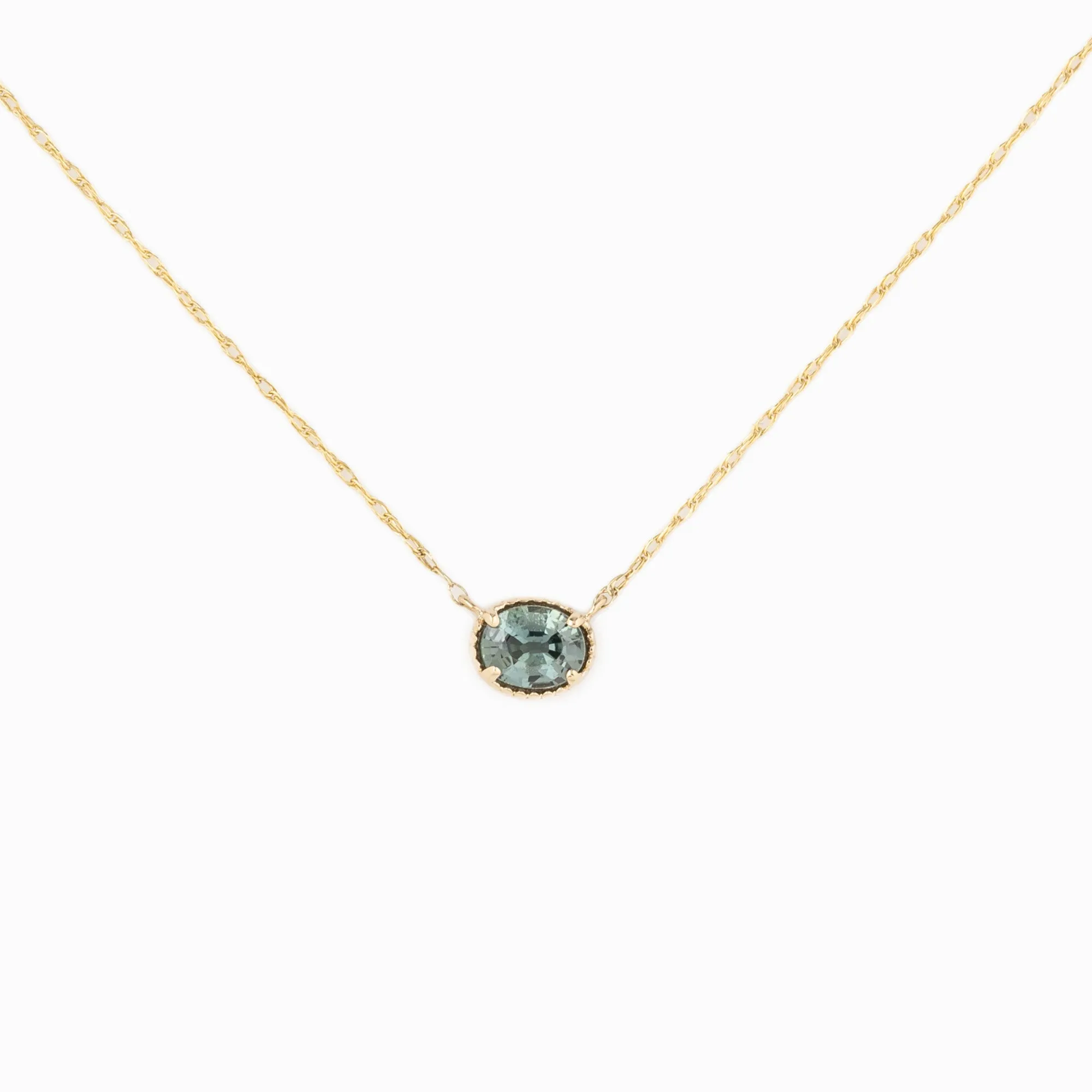 Natural Sapphire Solitaire Dahlia Necklace (One of a kind)