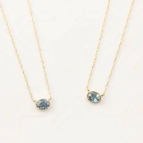 Natural Sapphire Solitaire Dahlia Necklace (One of a kind)