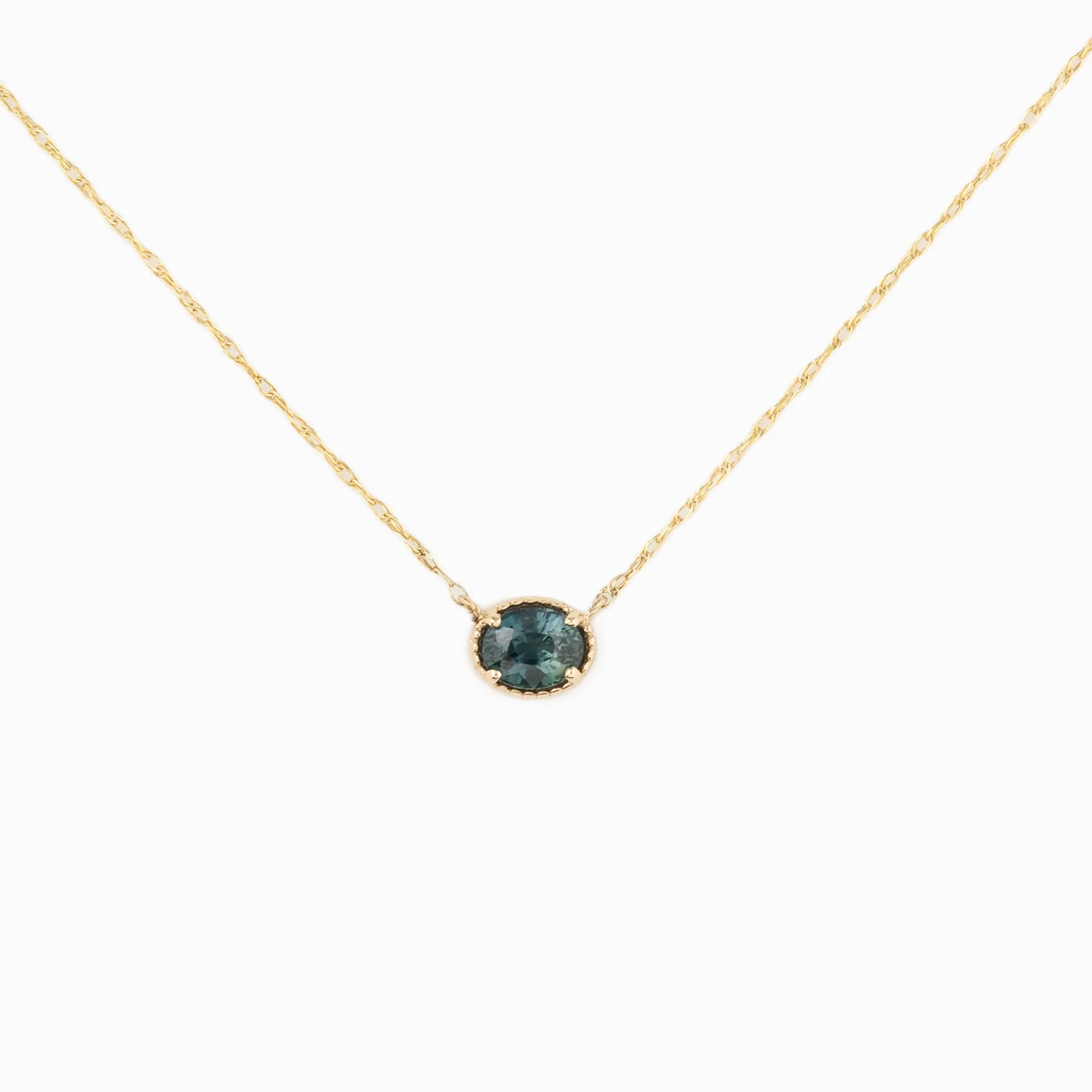 Natural Sapphire Solitaire Dahlia Necklace (One of a kind)