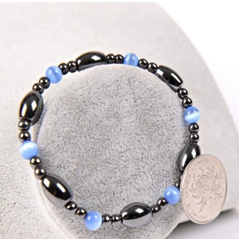 Nature Magnetic Therapy Black Stone Blue Cat Eye Beaded Hematite beads Bracelet biomagnetismo Health Care Weight Loss Bracelet