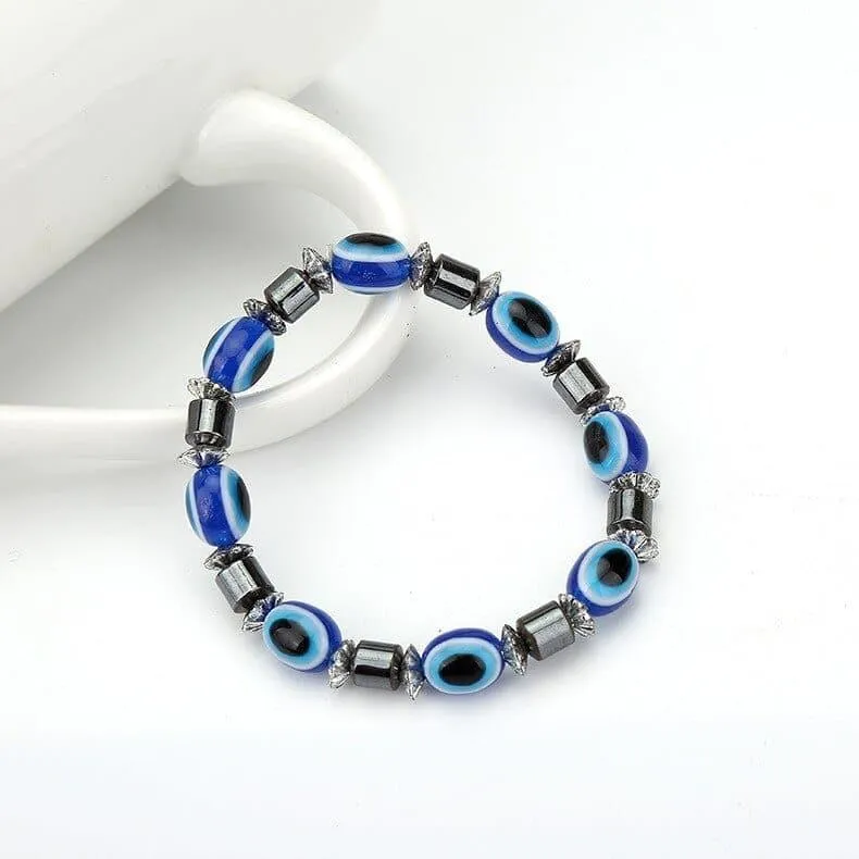 Nature Magnetic Therapy Black Stone Blue Cat Eye Beaded Hematite beads Bracelet biomagnetismo Health Care Weight Loss Bracelet