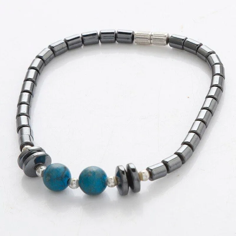 Nature Magnetic Therapy Black Stone Blue Cat Eye Beaded Hematite beads Bracelet biomagnetismo Health Care Weight Loss Bracelet