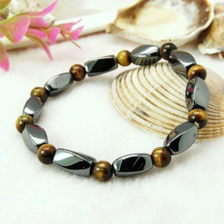 Nature Magnetic Therapy Black Stone Blue Cat Eye Beaded Hematite beads Bracelet biomagnetismo Health Care Weight Loss Bracelet