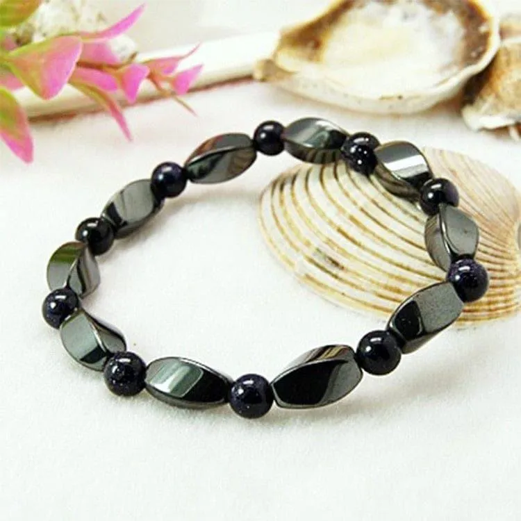 Nature Magnetic Therapy Black Stone Blue Cat Eye Beaded Hematite beads Bracelet biomagnetismo Health Care Weight Loss Bracelet