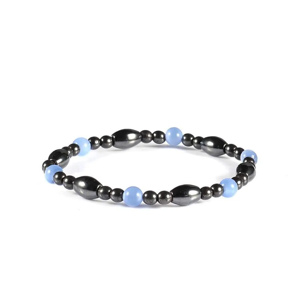 Nature Magnetic Therapy Black Stone Blue Cat Eye Beaded Hematite beads Bracelet biomagnetismo Health Care Weight Loss Bracelet