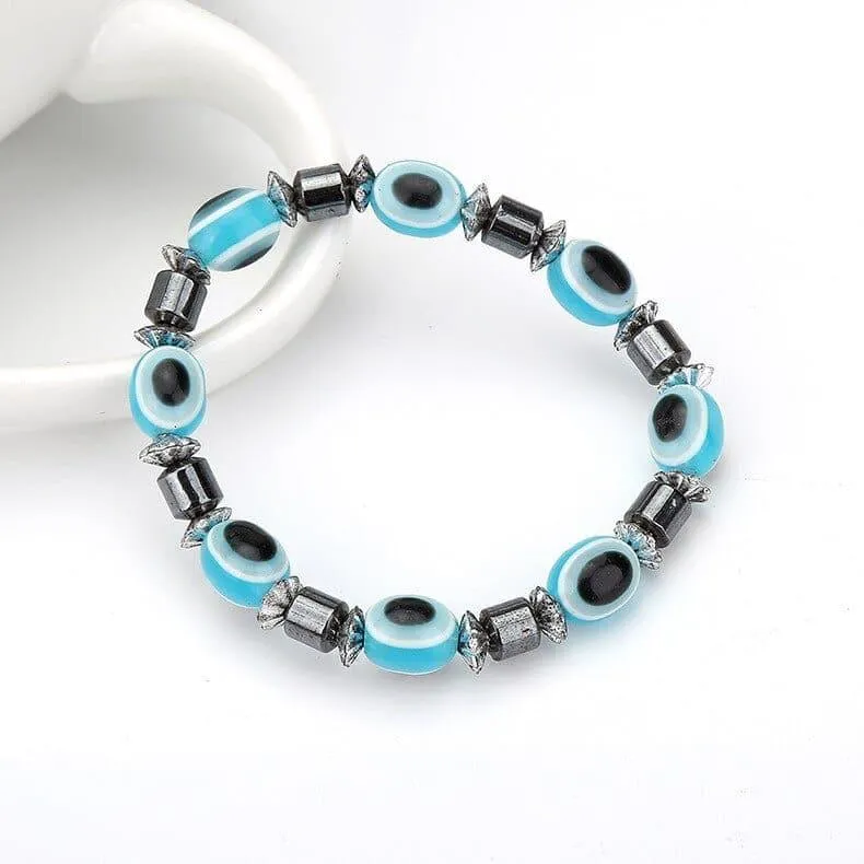 Nature Magnetic Therapy Black Stone Blue Cat Eye Beaded Hematite beads Bracelet biomagnetismo Health Care Weight Loss Bracelet