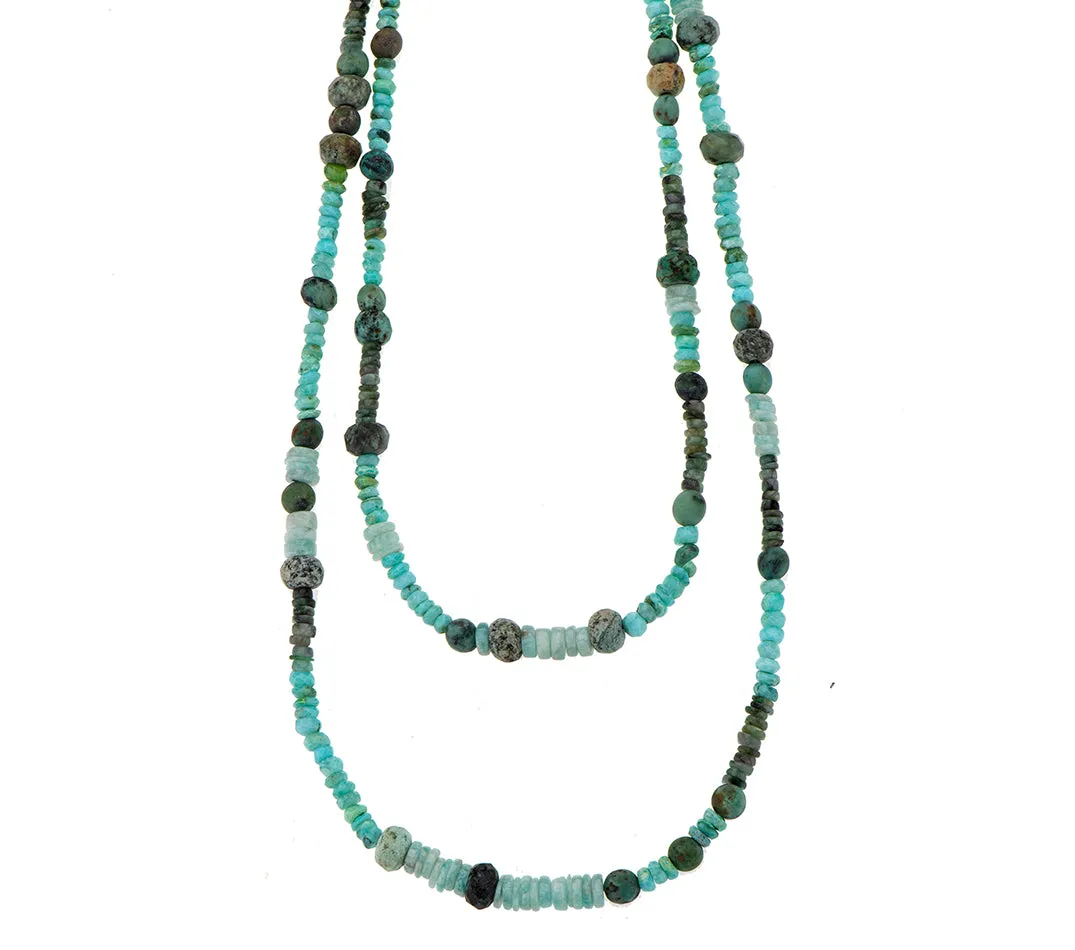 Nava Zahavi Turquoise, Aquamarine and Emeralds Necklace