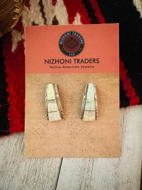 Navajo Opal & Sterling Silver Inlay Earrings