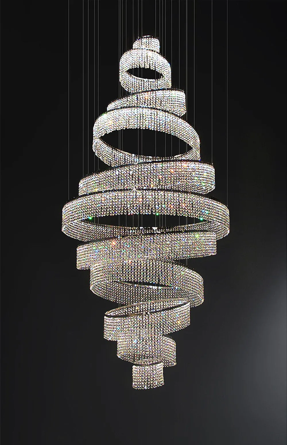 Neo-Baroque Crystal Rings Chandelier