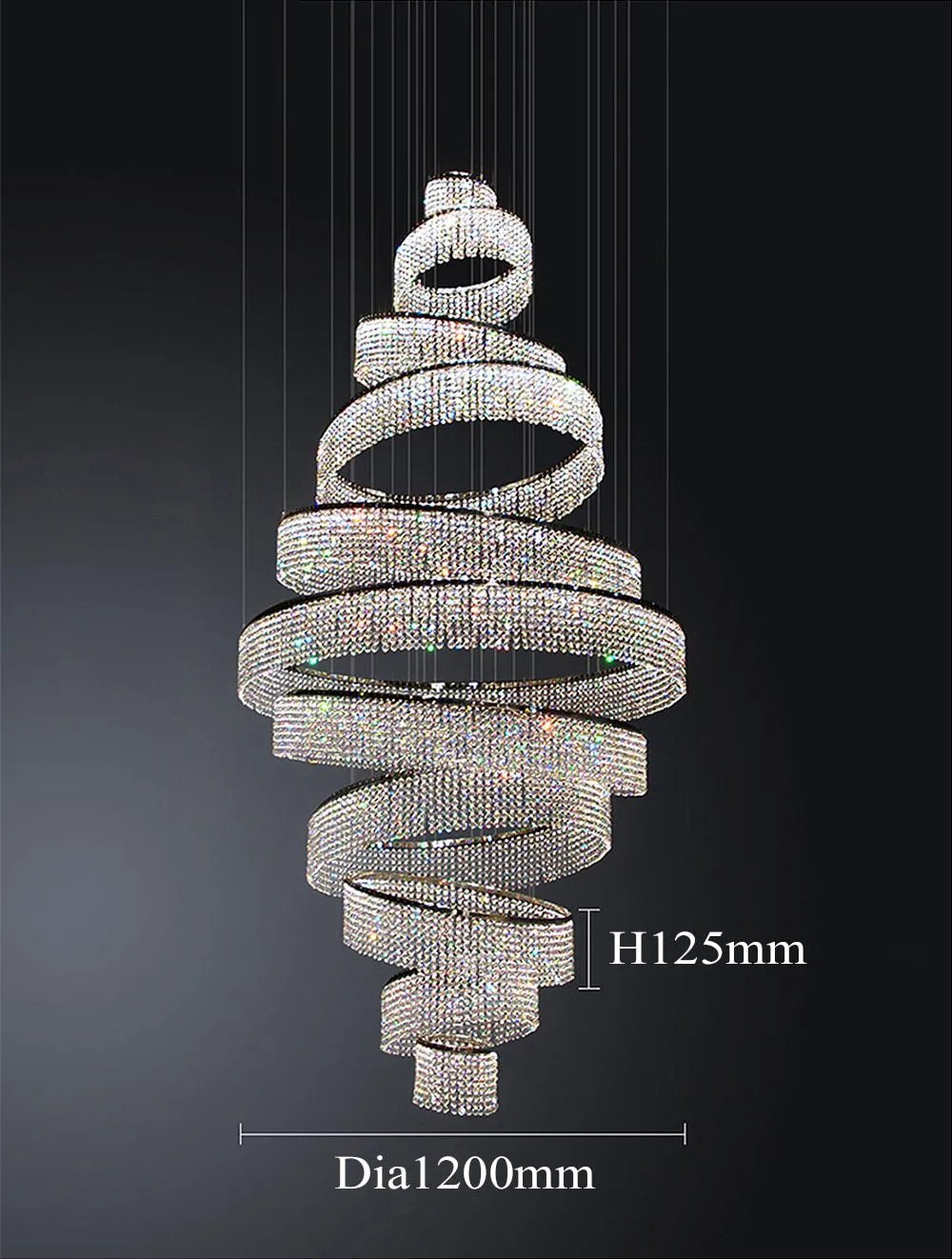 Neo-Baroque Crystal Rings Chandelier