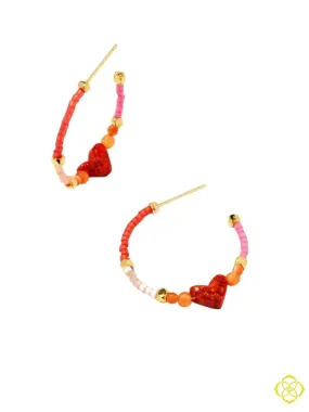 Nova Gold Hoop Earring in Red Mix