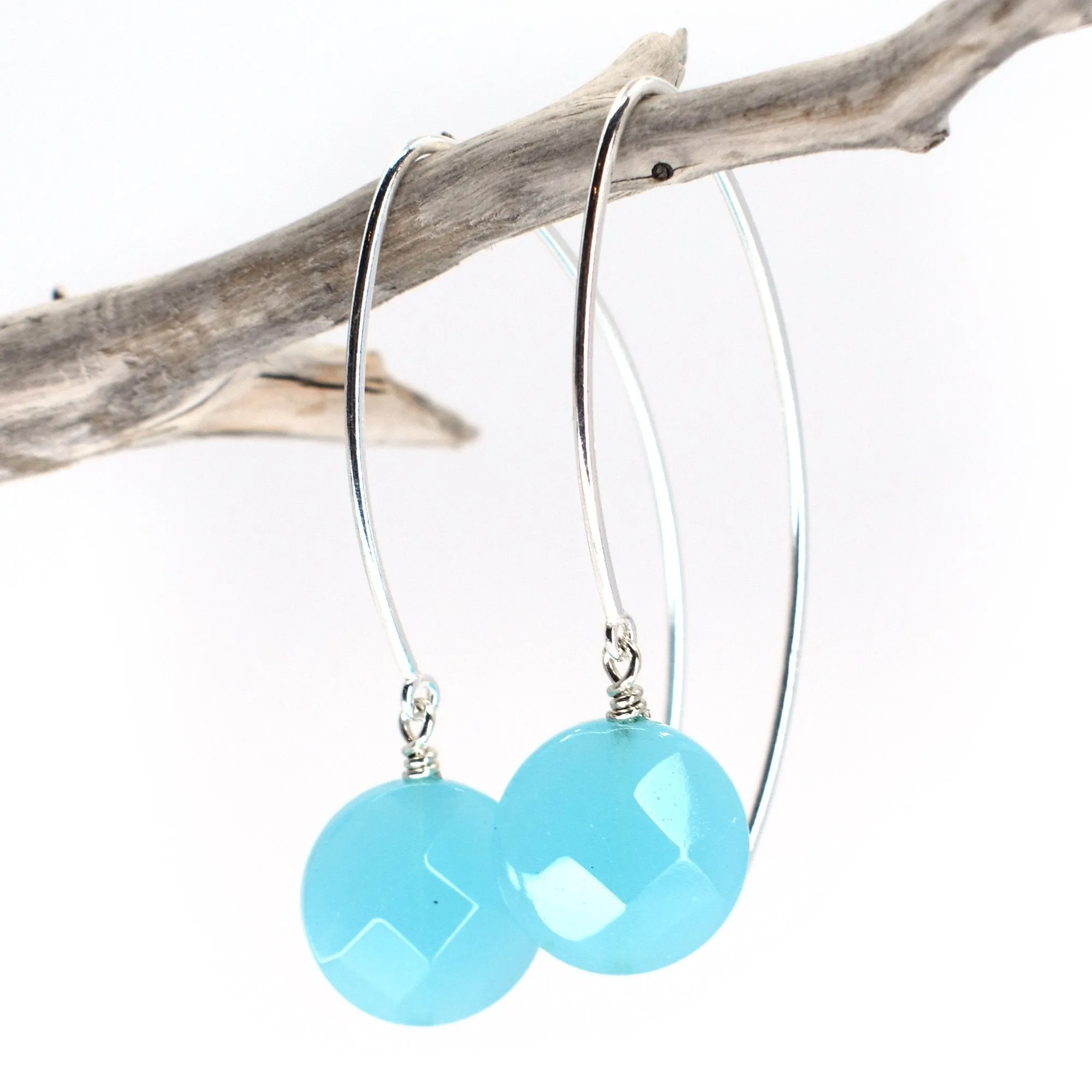 Ocean Quartz Wishbone Earrings