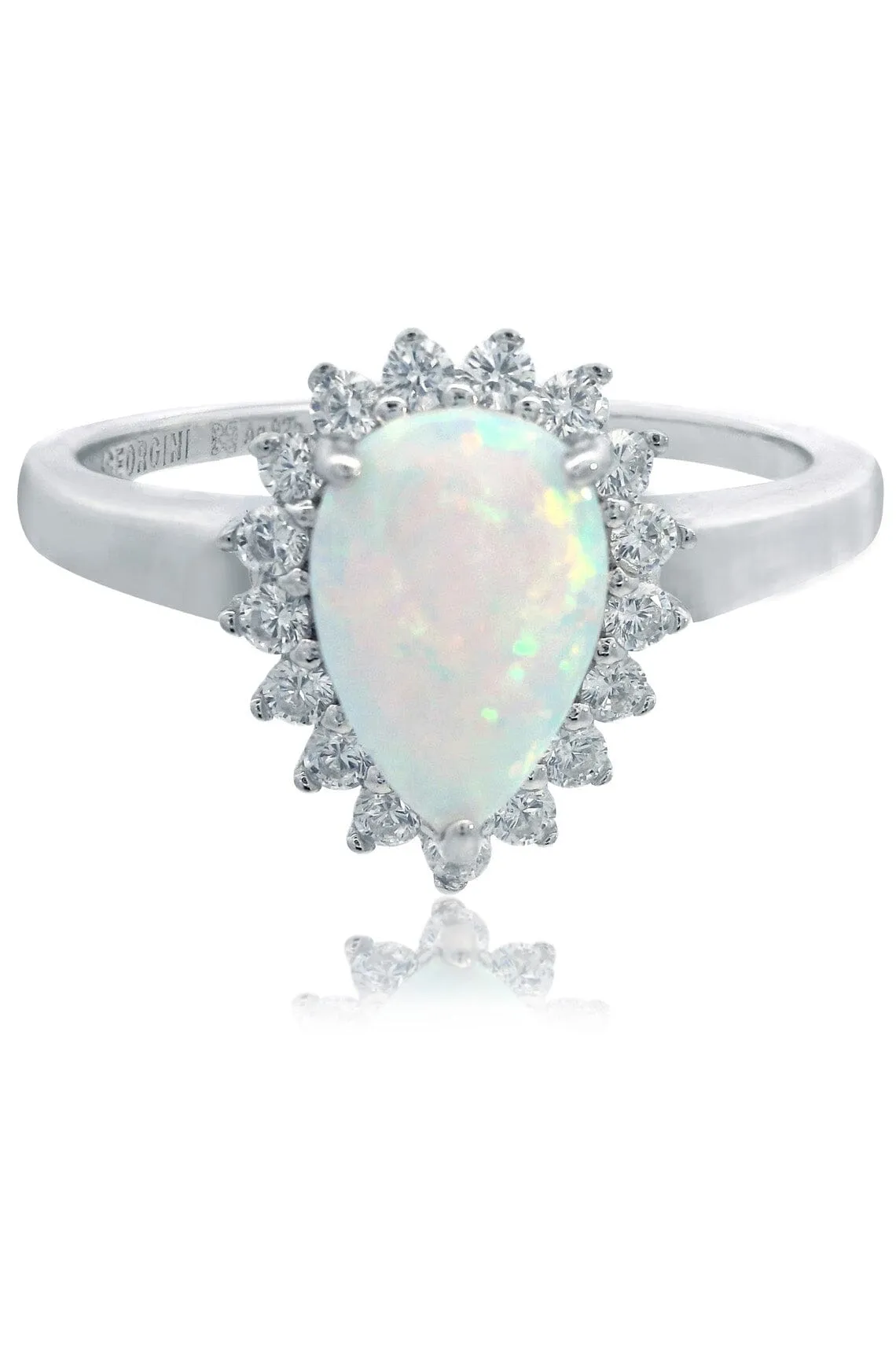 OPAL GLOW ROZELLE WHITE CREATED OPAL RING SILVER