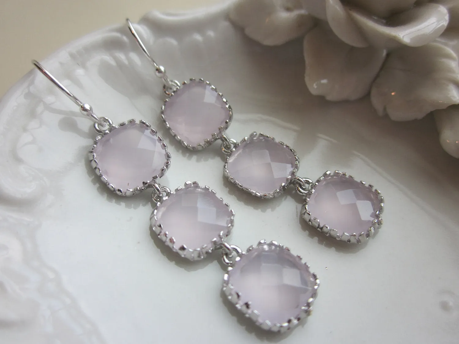 Opal Pink Earrings Light Pink Silver - Wedding Earrings - Bridesmaid Earrings - Bridal Earrings - Valentines Day Gift