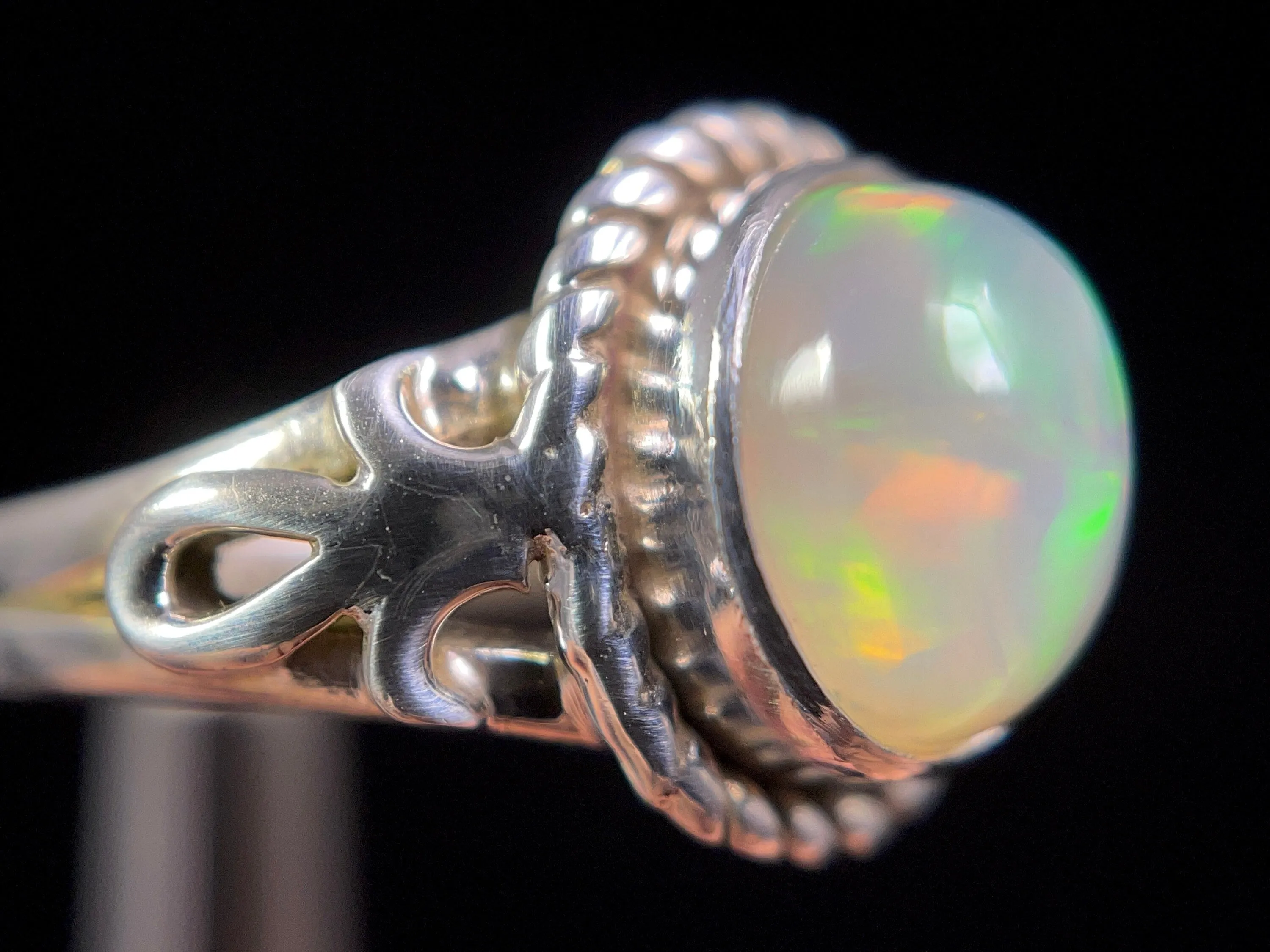 OPAL RING - Sterling Silver, Size 6 - Ethiopian Opal Rings for Women, Bridal Jewelry, Welo Opal, 49226