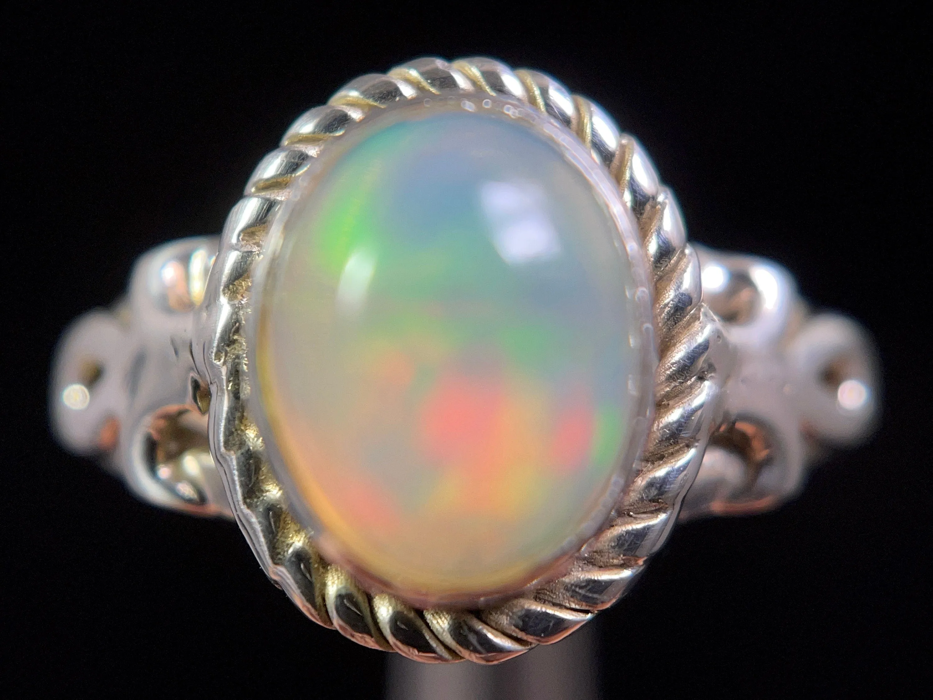 OPAL RING - Sterling Silver, Size 6 - Ethiopian Opal Rings for Women, Bridal Jewelry, Welo Opal, 49226