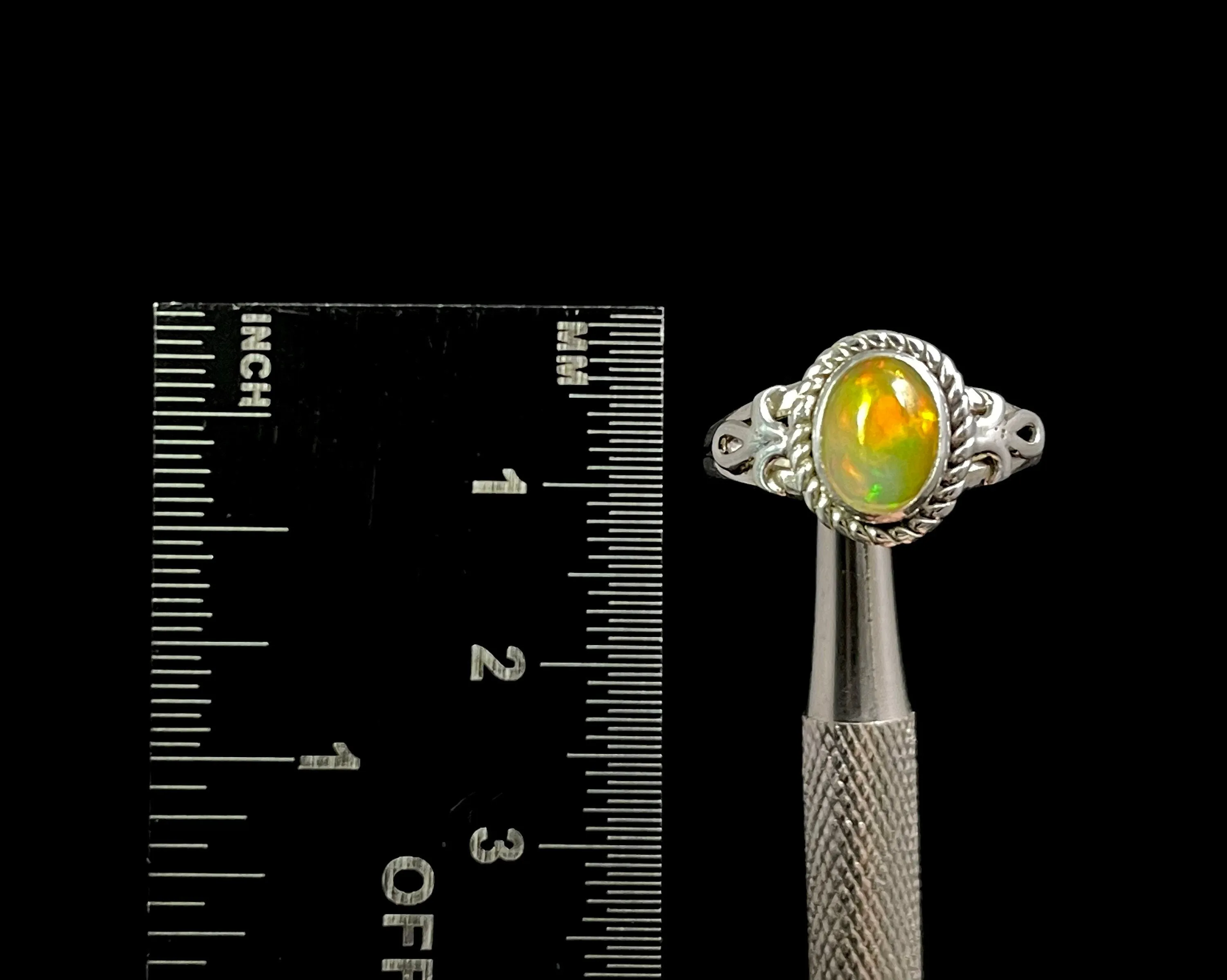 OPAL RING - Sterling Silver, Size 7.5 - Ethiopian Opal Rings for Women, Bridal Jewelry, Welo Opal, 49197