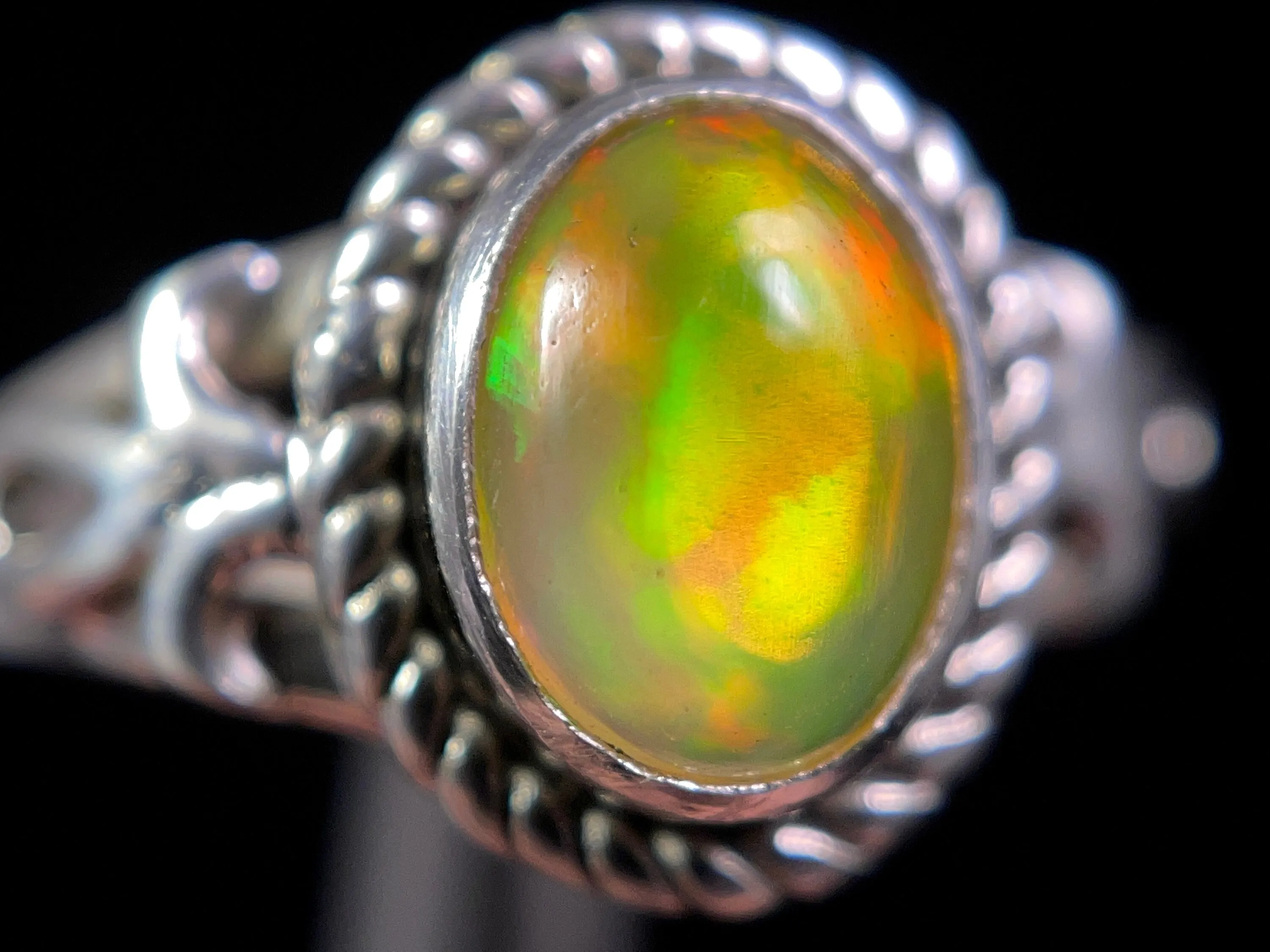 OPAL RING - Sterling Silver, Size 7.5 - Ethiopian Opal Rings for Women, Bridal Jewelry, Welo Opal, 49197