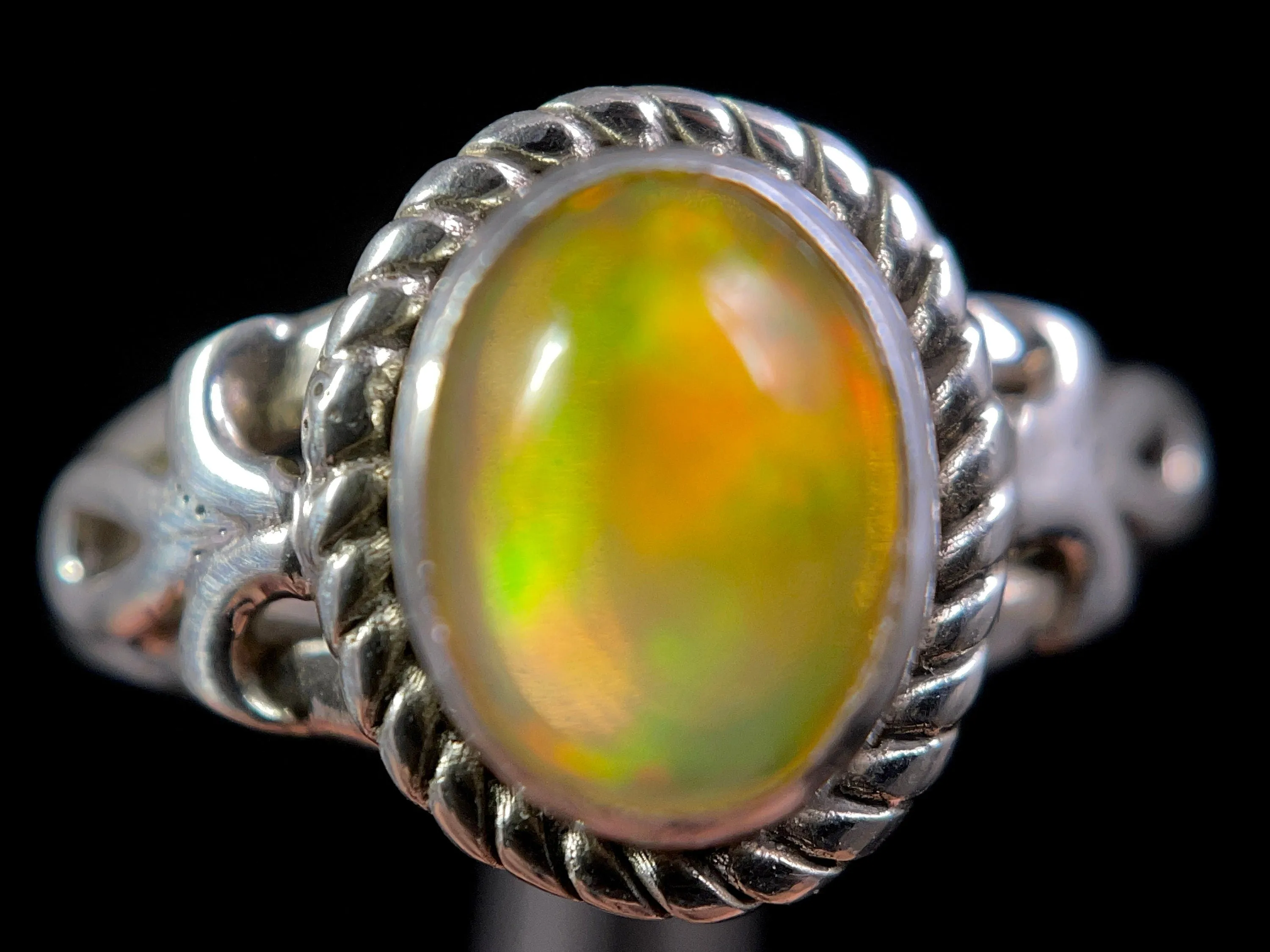 OPAL RING - Sterling Silver, Size 7.5 - Ethiopian Opal Rings for Women, Bridal Jewelry, Welo Opal, 49197