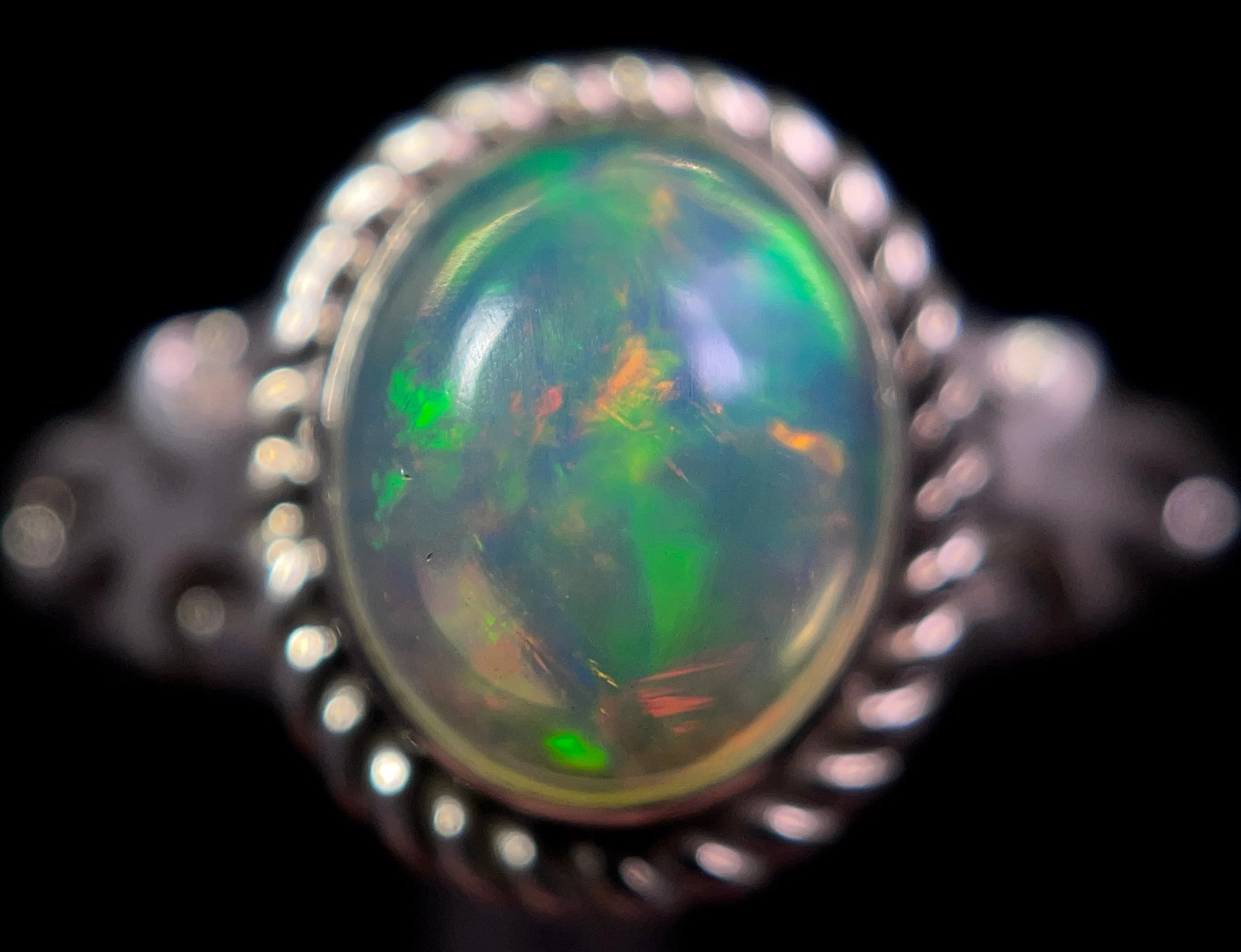 OPAL RING - Sterling Silver, Size 9.5 - Ethiopian Opal Rings for Women, Bridal Jewelry, Welo Opal, 49165