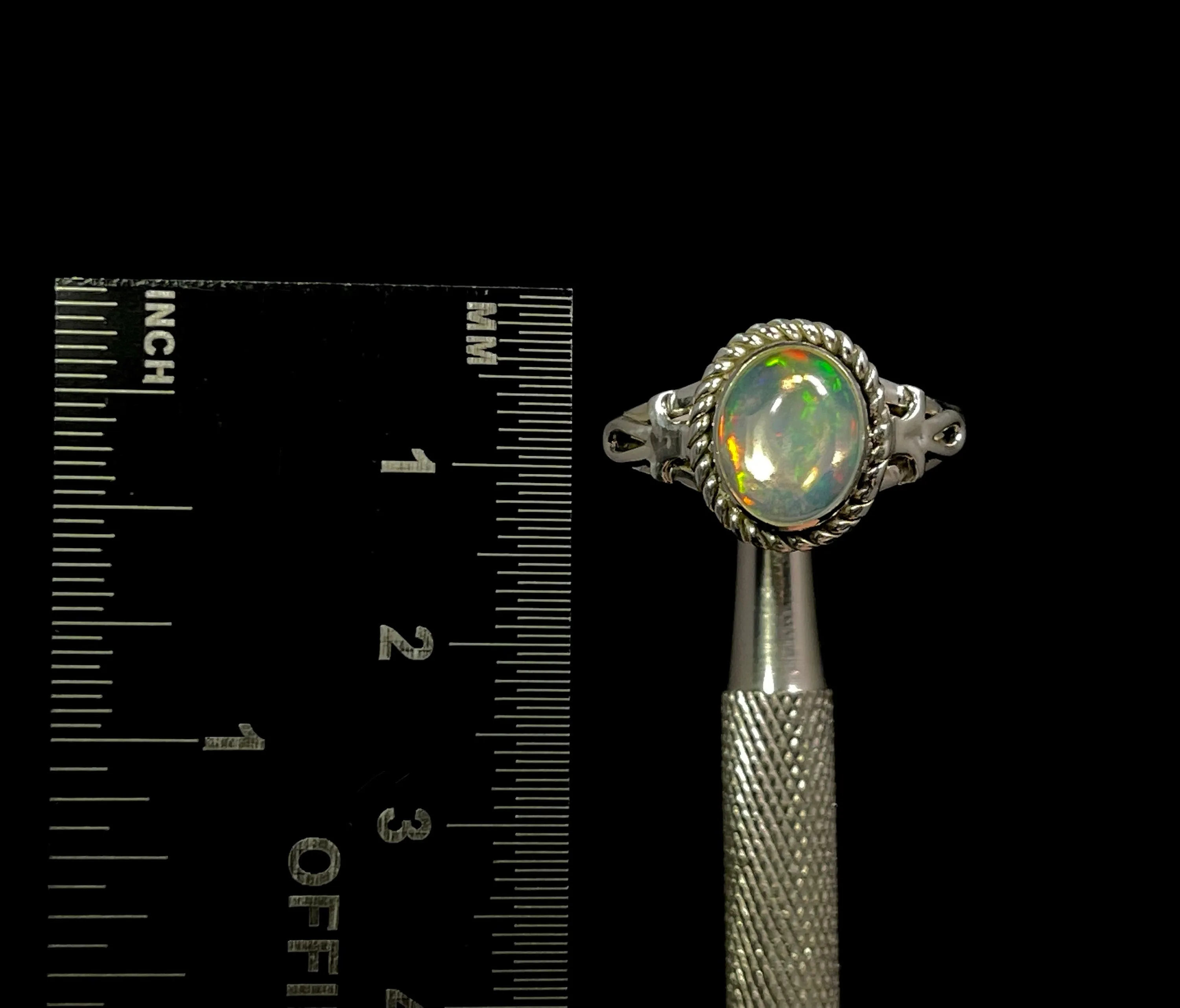 OPAL RING - Sterling Silver, Size 9.5 - Ethiopian Opal Rings for Women, Bridal Jewelry, Welo Opal, 49165