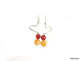 Orange Carnelian and fire agate gemstone earrings, gift for her