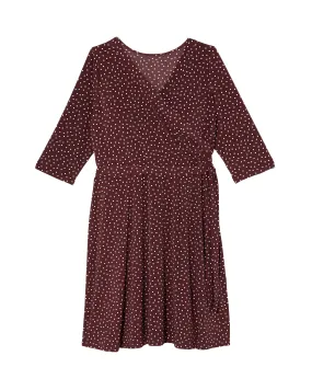 Orlando Faux Wrap Dress | Burgundy / White