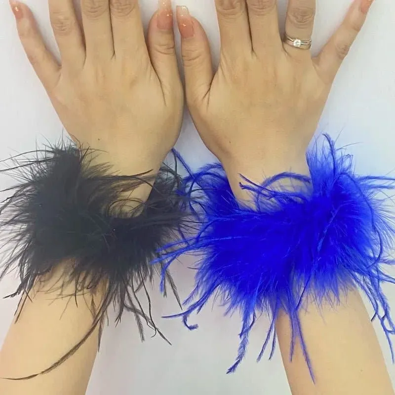 Ostrich Feather Bracelet with Vintage Peace Pattern