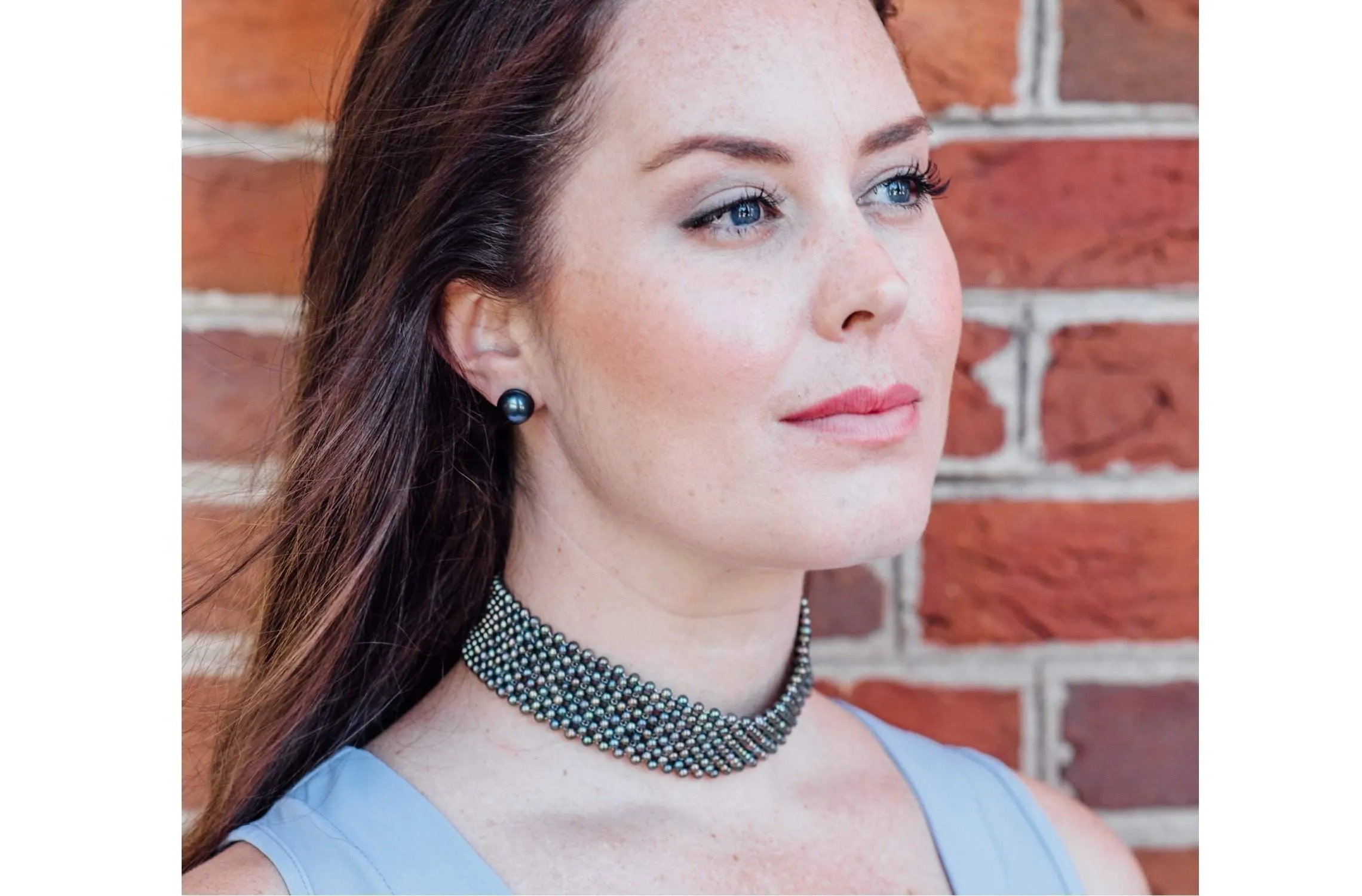 Peacock Green Freshwater Pearl Choker 4mm