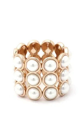 Pearl Bead Wide Stretch Bracelet