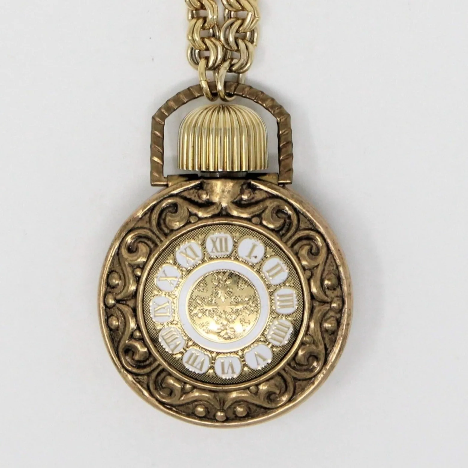 Pendant Necklace, Avon, Pocket Watch Style Perfume Bottle Necklace, Vintage, SOLD