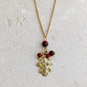 PetiteFraise | Oak Leaf Necklace | With Red Jasper And Carnelian | Women's