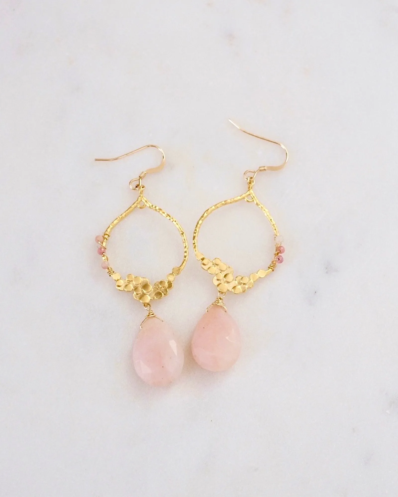 Pink Opal Chandelier Earrings