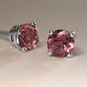 Pink Tourmaline Studs In White Gold