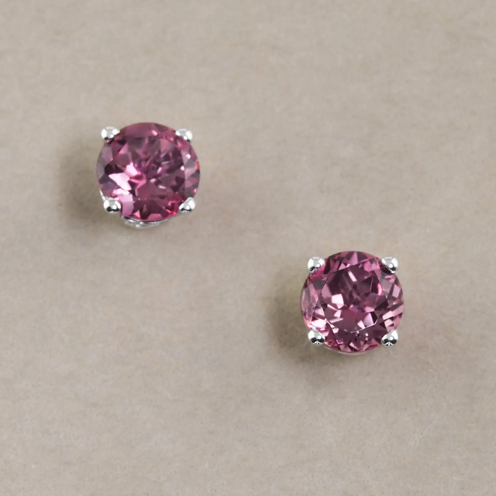 Pink Tourmaline Studs In White Gold