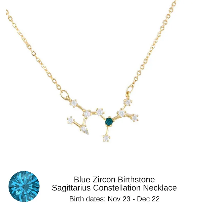 Pisces Aquamarine Birthstone Constellation Zodiac Necklace - "Star Candy"