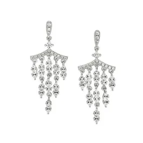 Platinum Finish Sterling Silver Micropave Chandelier Earrings  - BL2266E