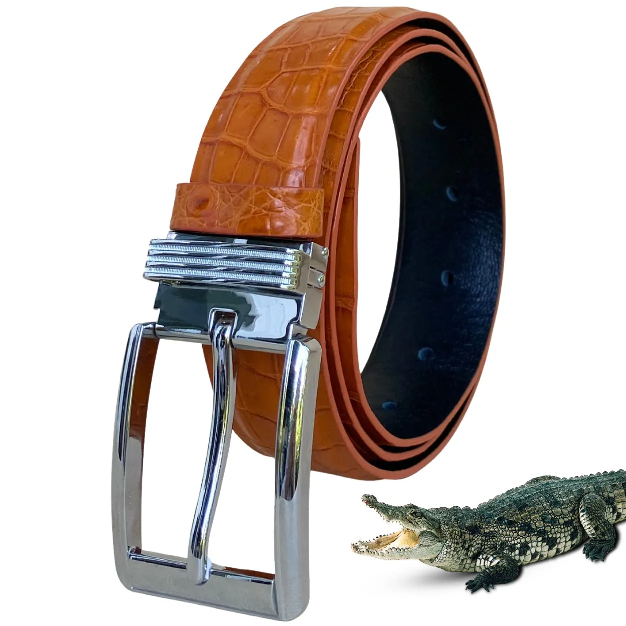 Premium Tan Alligator Belt Men's - Pin Buckle | BE-TAN153-PIN