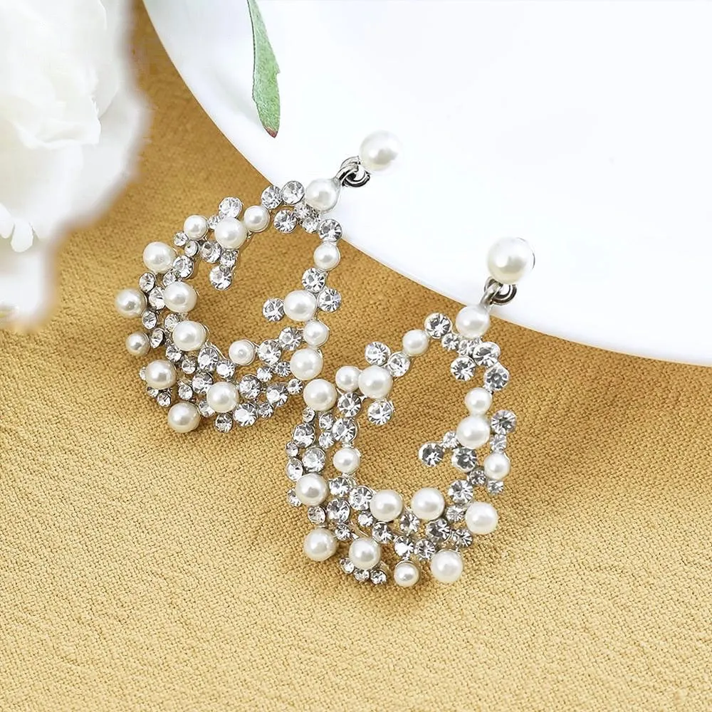 "Carina" - Pearl and Rhinestone Bridal Earrings