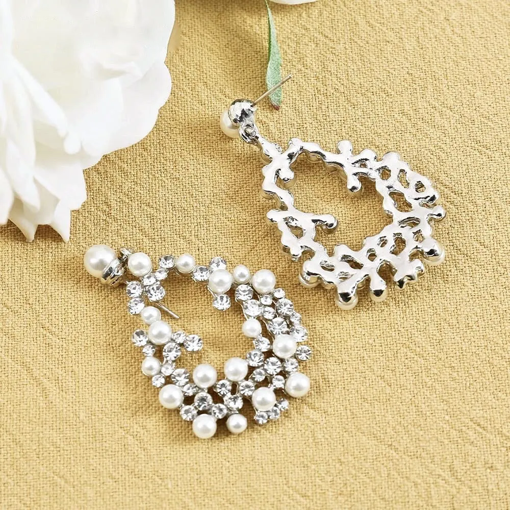 "Carina" - Pearl and Rhinestone Bridal Earrings