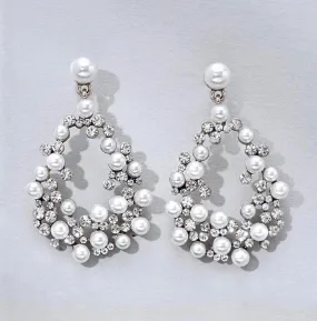 "Carina" - Pearl and Rhinestone Bridal Earrings