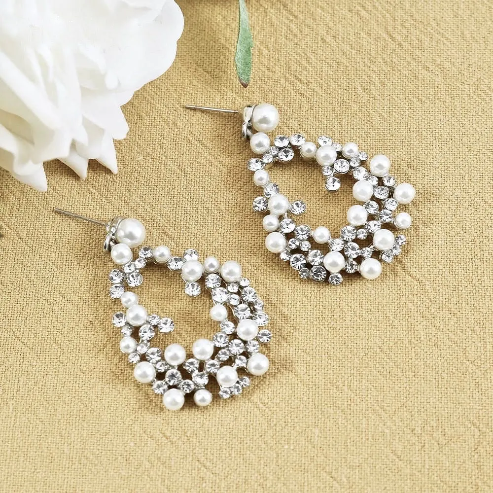 "Carina" - Pearl and Rhinestone Bridal Earrings